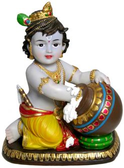 Krishna with Flute Steals the Butter 8"